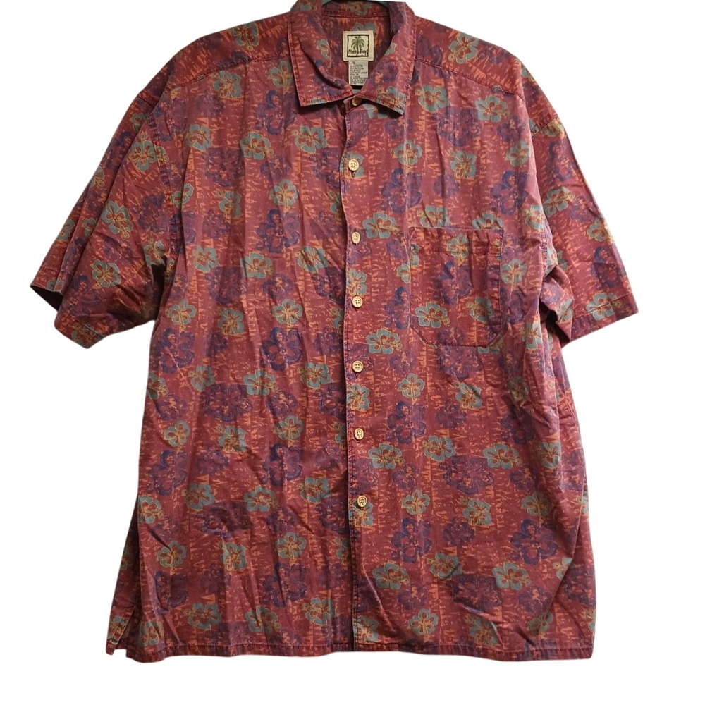 Morro Bay Short Sleeve Button‎ Up Men's Hawaiian Shirt Size Large